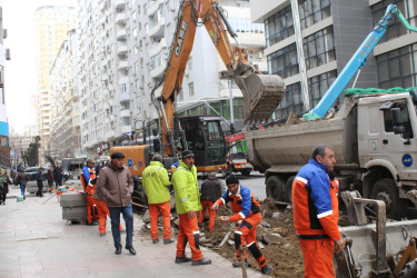 Yasamal rayonunun Naxçıvani küçəsi əsaslı şəkildə təmir edilir